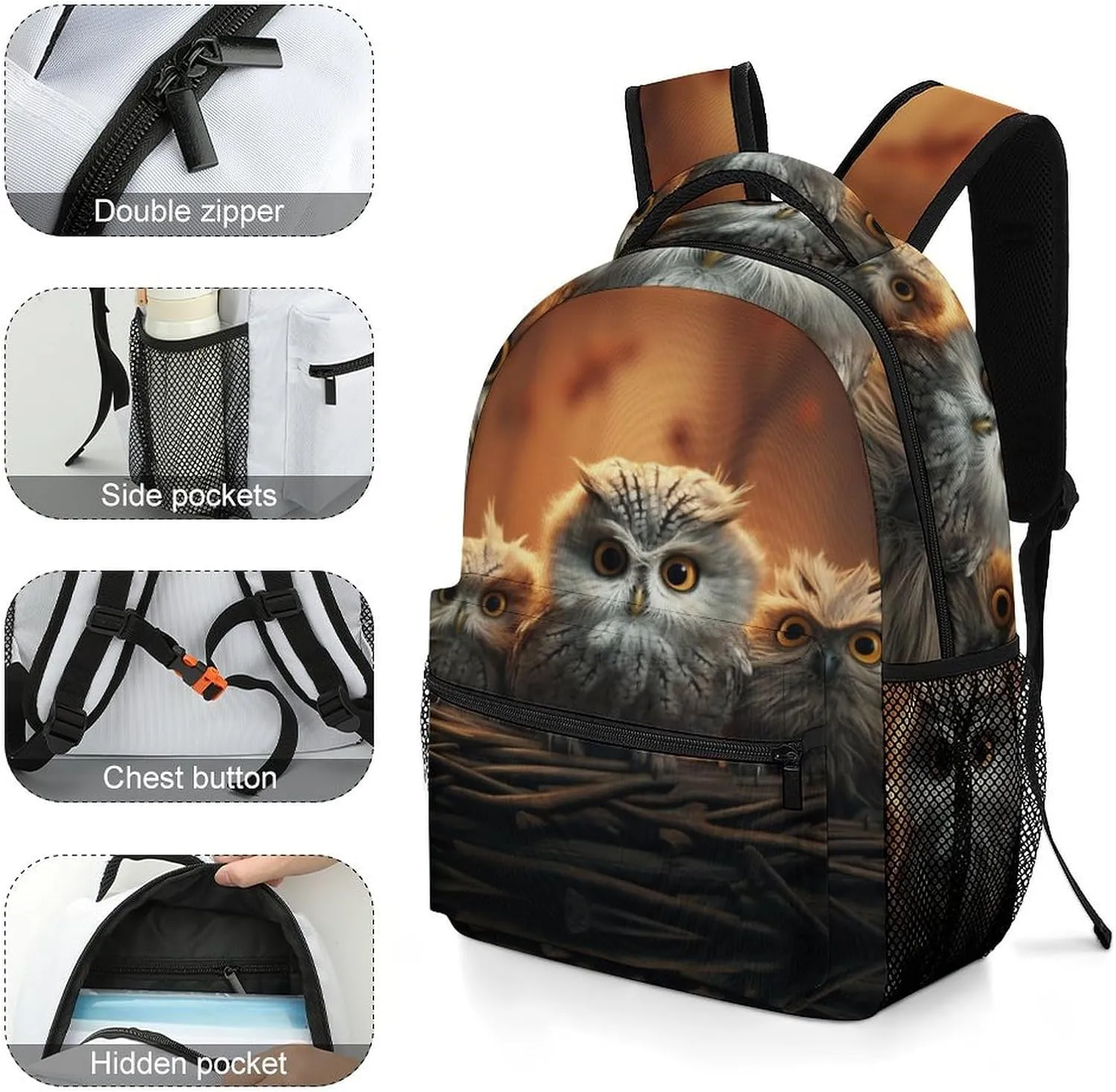 Backpacks Cute Owl Travel Bag Laptop Backpack Casual Daypack for Weekender Business Hiking