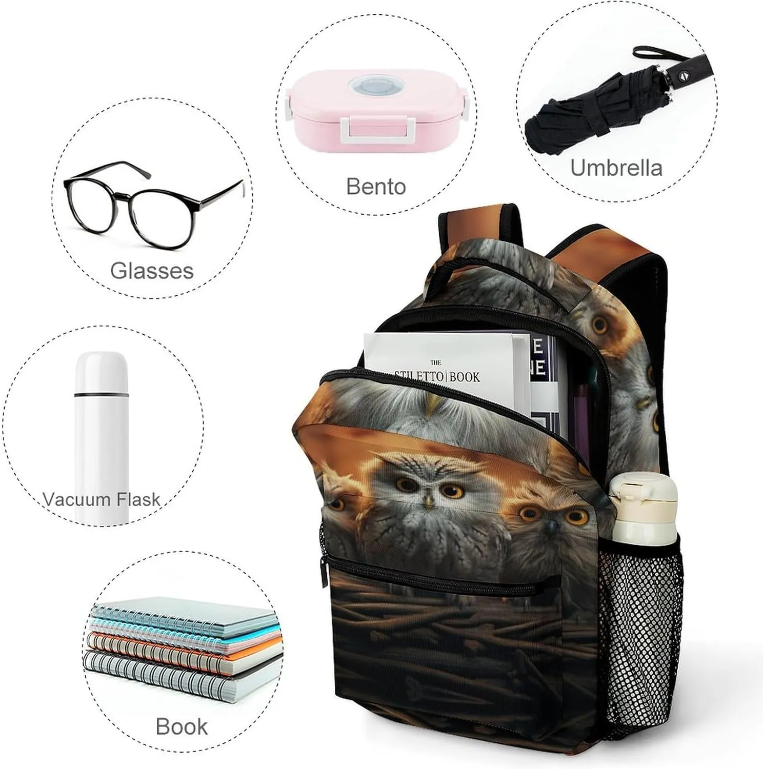 Backpacks Cute Owl Travel Bag Laptop Backpack Casual Daypack for Weekender Business Hiking