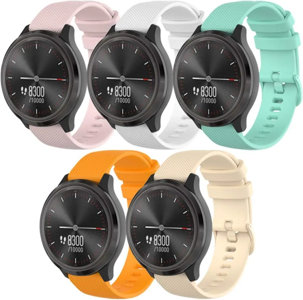 Band for Garmin Vivomove Sport, Soft Silicone Replacement Watch Band for Garmin Vivomove Trend/3/Luxe/Style/HR Sport Style (20mm Width)
