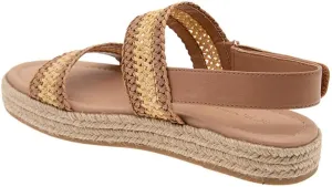BCBGeneration Womens Fantasa Woven Ankle Strap Flat Sandals Tan 9 Medium (B,M)