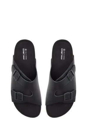 Belagio Double Strap Buckled Sandal - Black