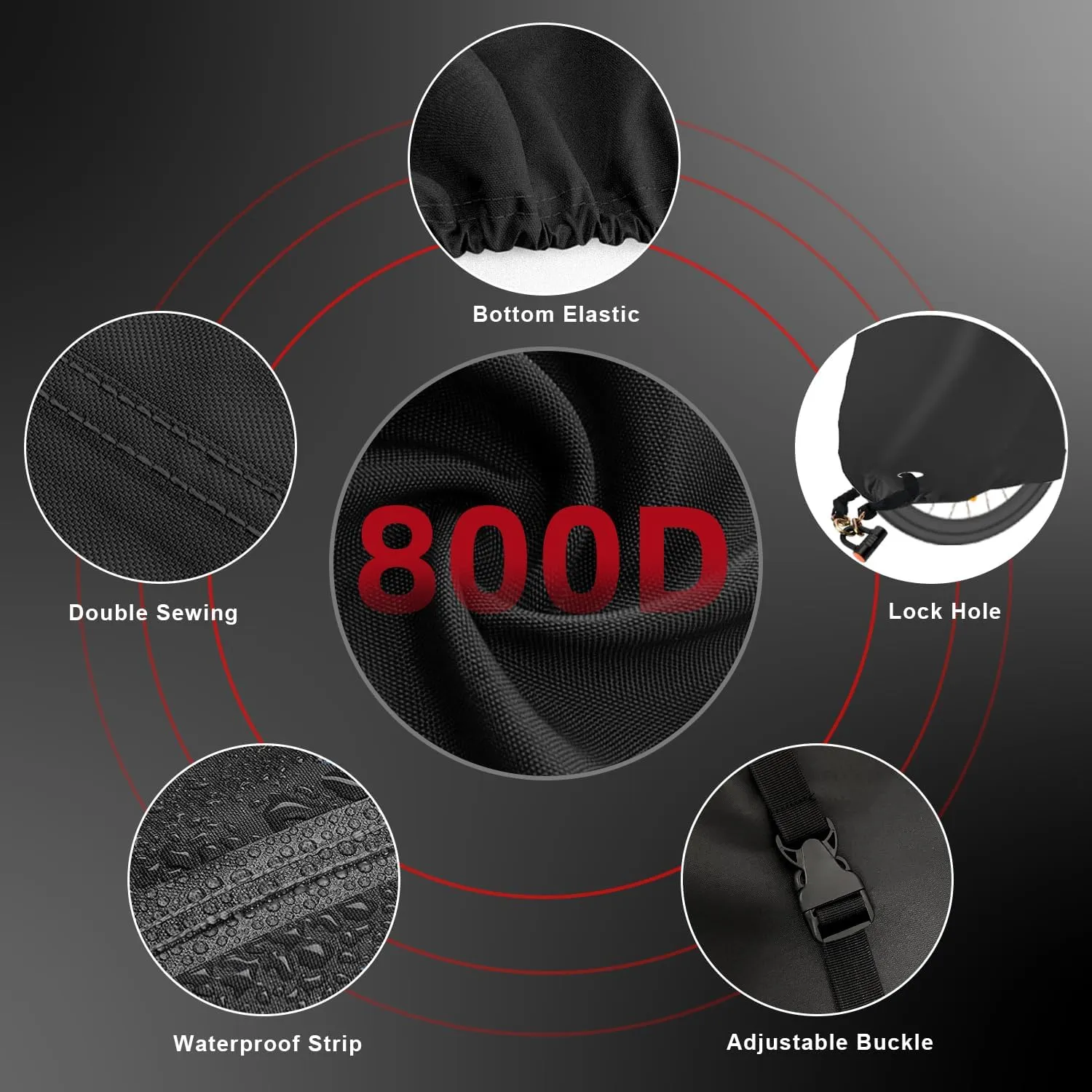 Bike Cover | 800D Heavy Duty Oxford | Double Needle Stitching | PU Waterproof | Back Seam Tape | Outdoor Windproof | Adjustable Webbing Buckle | Bottom Elastic Band | (Black, S - 1 Bike)