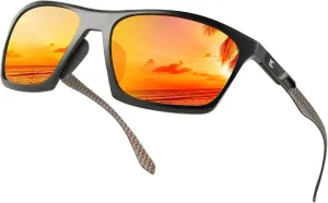 BIRCEN Men Sunglasses Polarized UV-Protection: Wrap Around Black Sport Shades for Mens Driving Fishing Golf