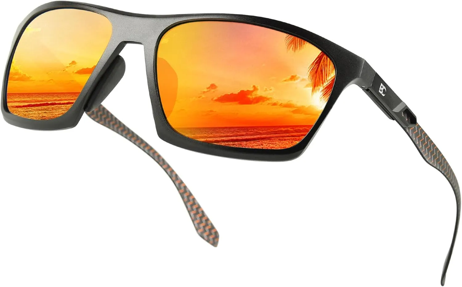 BIRCEN Men Sunglasses Polarized UV-Protection: Wrap Around Black Sport Shades for Mens Driving Fishing Golf