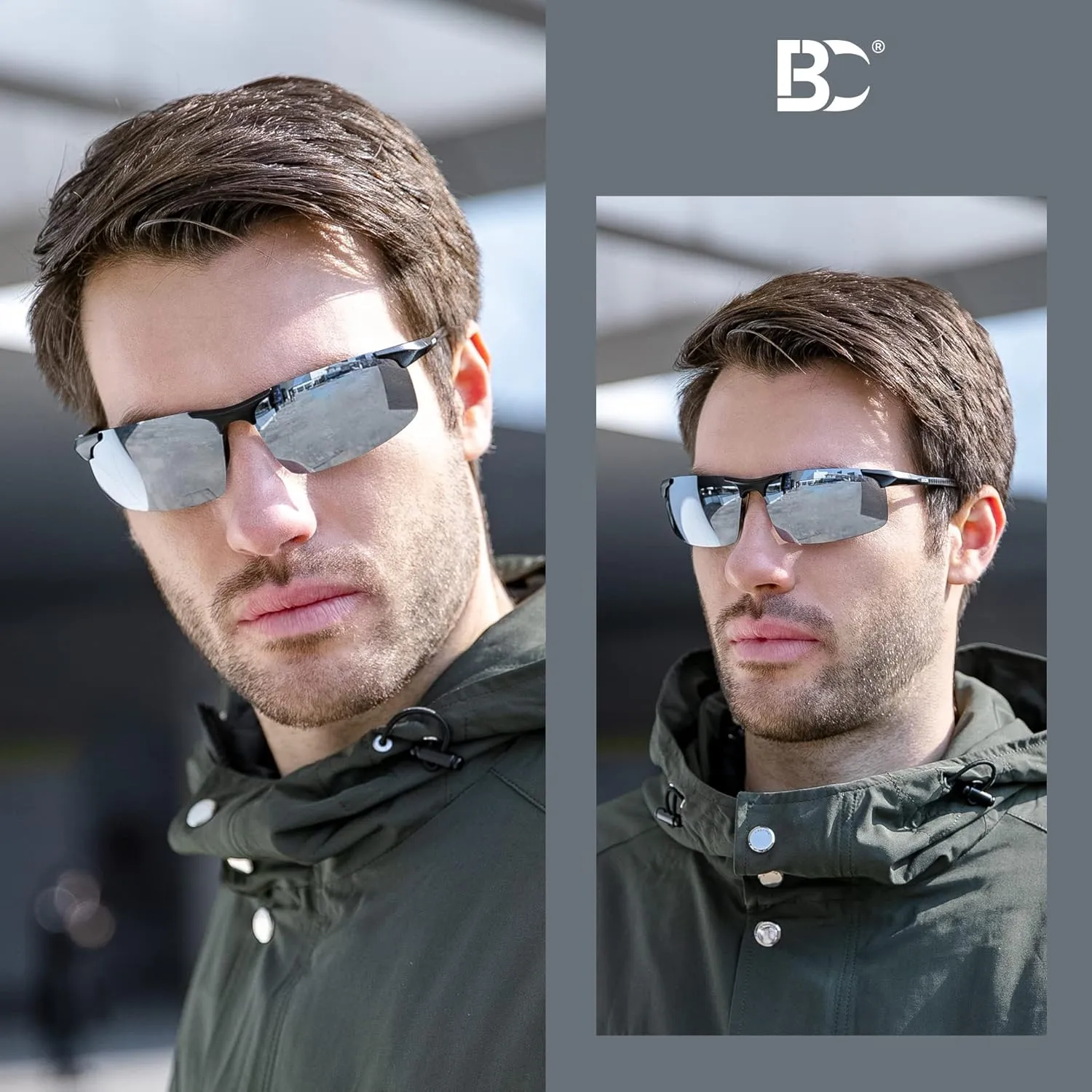 BIRCEN Polarized Carbon-Fiber Sunglasses for Men: Ultralight UV Protection Sun Glasses for Outdoor Sports Fishing Golf Hiking