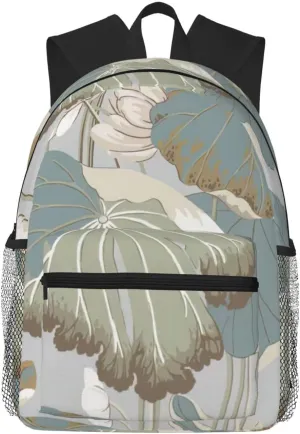 Black Lily Pads Print Lightweight And Comfortable Duffel Bag, Casual Daypack, Multipurpose Backpack