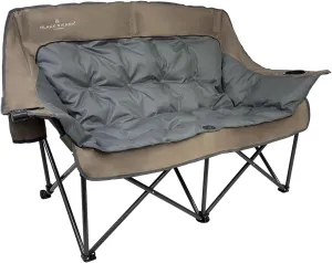 Black Sierra Double Camping Chair for Adults, Oversized Folding Loveseat Supports 600 lbs, Plush Padded Outdoor Couch with Cup Holders and Carry Bag for Beach, Patio, RV, or Tailgating Events