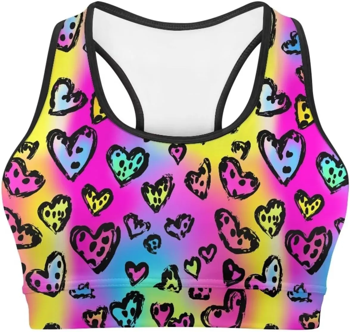 Black Sport Bra Top Back Pocket Racerback Running Bra for Workout Gym Activewear Yoga Sport Bras for Women,Black