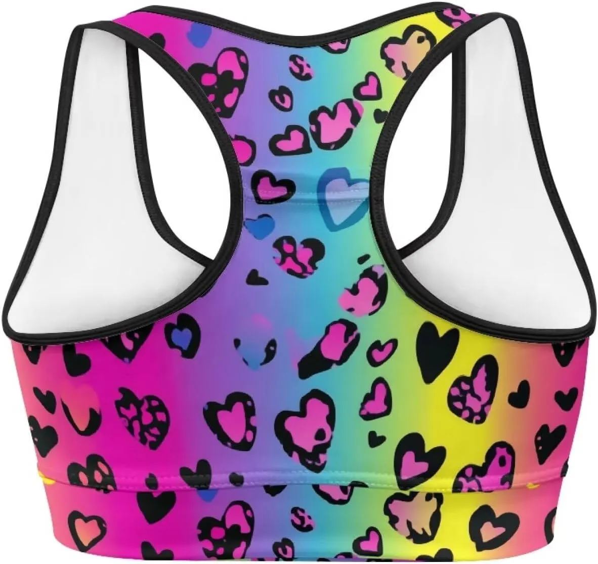 Black Sport Bra Top Back Pocket Racerback Running Bra for Workout Gym Activewear Yoga Sport Bras for Women,Black