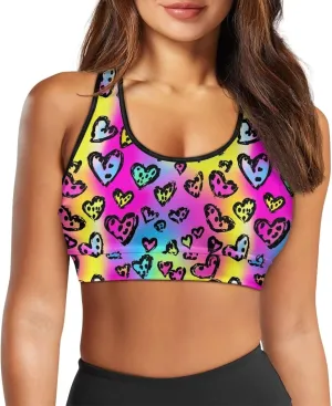 Black Sport Bra Top Back Pocket Racerback Running Bra for Workout Gym Activewear Yoga Sport Bras for Women,Black