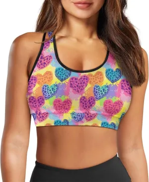 Black Sport Bra Top Back Pocket Racerback Running Bra for Workout Gym Activewear Yoga Sport Bras for Women,Black