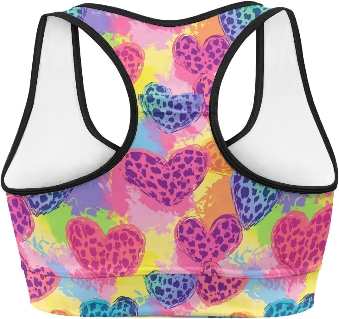 Black Sport Bra Top Back Pocket Racerback Running Bra for Workout Gym Activewear Yoga Sport Bras for Women,Black