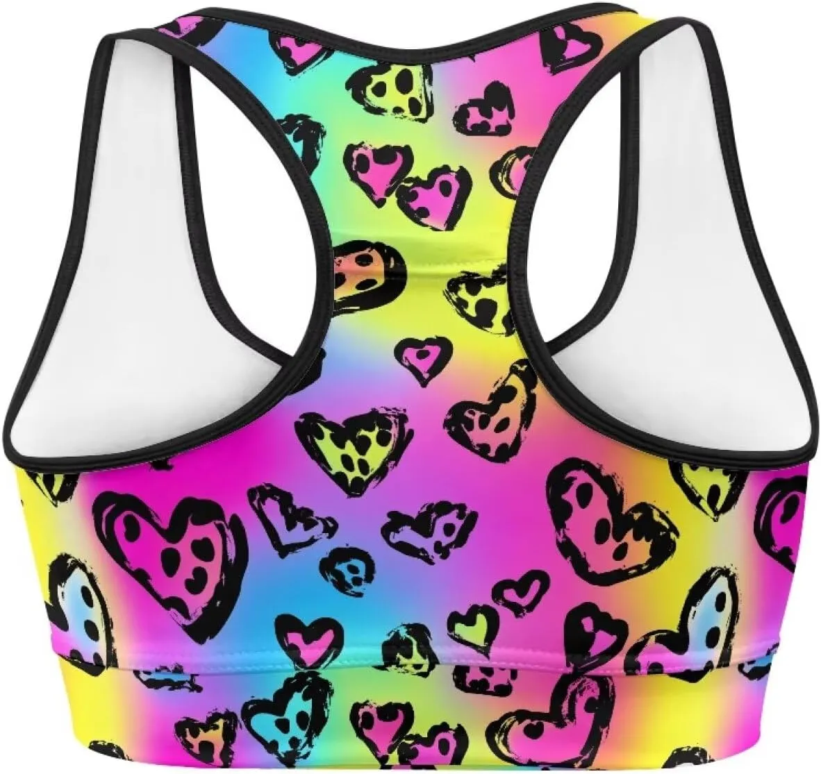 Black Sport Bra Top Back Pocket Racerback Running Bra for Workout Gym Activewear Yoga Sport Bras for Women,Black