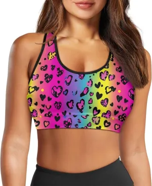 Black Sport Bra Top Back Pocket Racerback Running Bra for Workout Gym Activewear Yoga Sport Bras for Women,Black