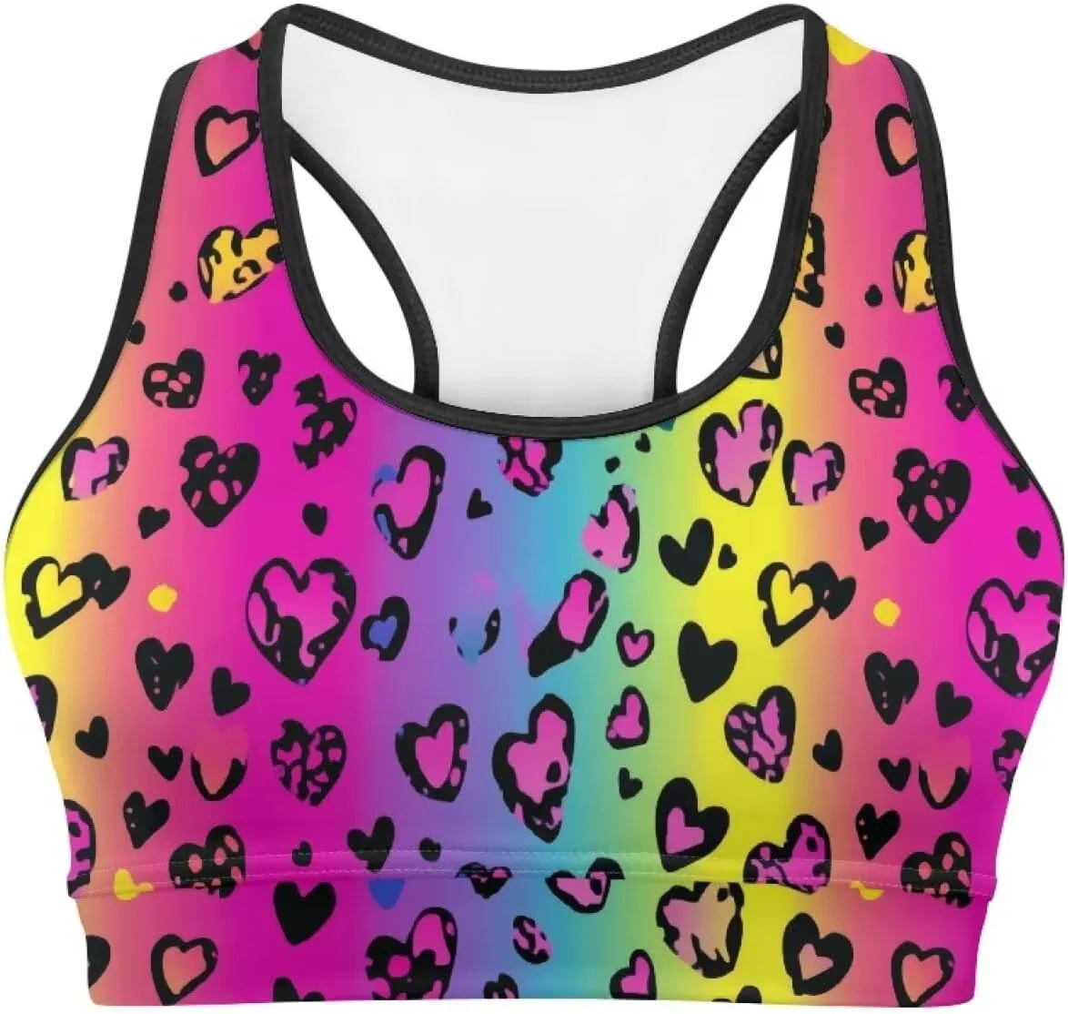 Black Sport Bra Top Back Pocket Racerback Running Bra for Workout Gym Activewear Yoga Sport Bras for Women,Black
