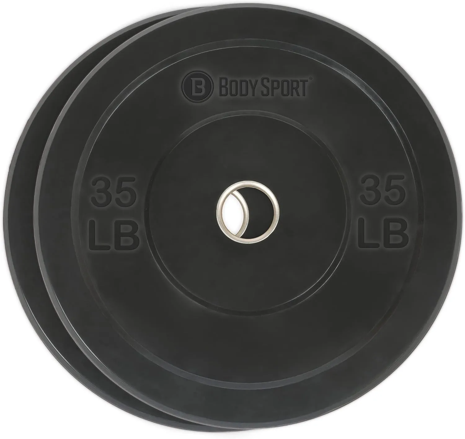 Body Sport 2” Rubber Olympic Bumper Plate Plate Set – Bumper Weight Plates – Set of Free Weights for Strength Training – Impact Absorbing Bumper Plates with Stainless Steel Insert