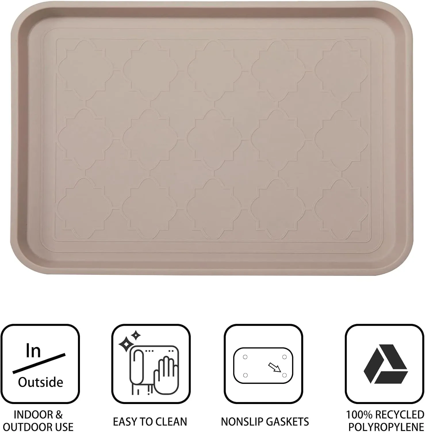 Boot Tray for Entryway Indoor, Heavy Duty Shoe Mat Tray 2 Packs, 16.7"x12.8" Waterproof Muddy Mat with Raised Edge, Outdoor Multi-Purpose for Boots, Shoes, Garden, Pets