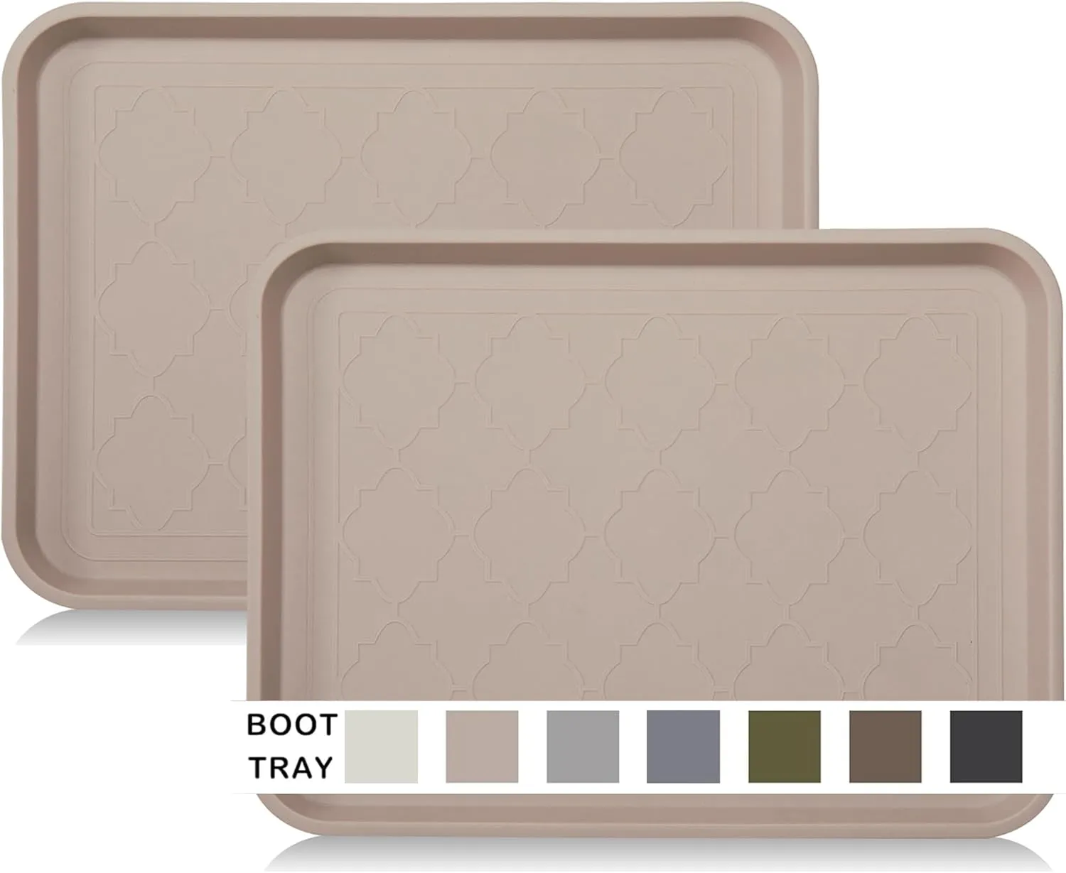 Boot Tray for Entryway Indoor, Heavy Duty Shoe Mat Tray 2 Packs, 16.7"x12.8" Waterproof Muddy Mat with Raised Edge, Outdoor Multi-Purpose for Boots, Shoes, Garden, Pets