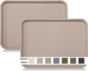 Boot Tray for Entryway Indoor, Heavy Duty Shoe Mat Tray 2 Packs, 16.7"x12.8" Waterproof Muddy Mat with Raised Edge, Outdoor Multi-Purpose for Boots, Shoes, Garden, Pets