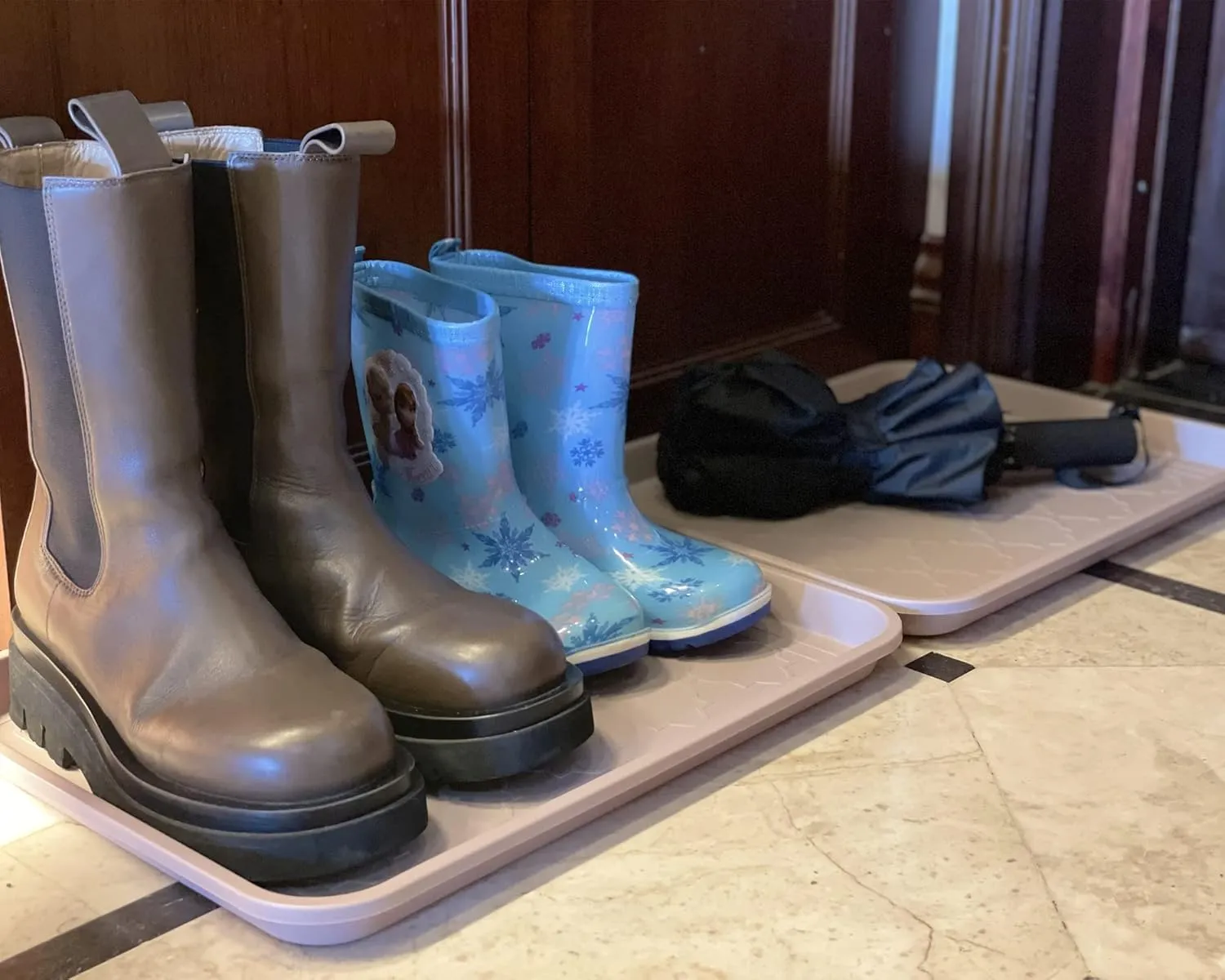 Boot Tray for Entryway Indoor, Heavy Duty Shoe Mat Tray 2 Packs, 16.7"x12.8" Waterproof Muddy Mat with Raised Edge, Outdoor Multi-Purpose for Boots, Shoes, Garden, Pets