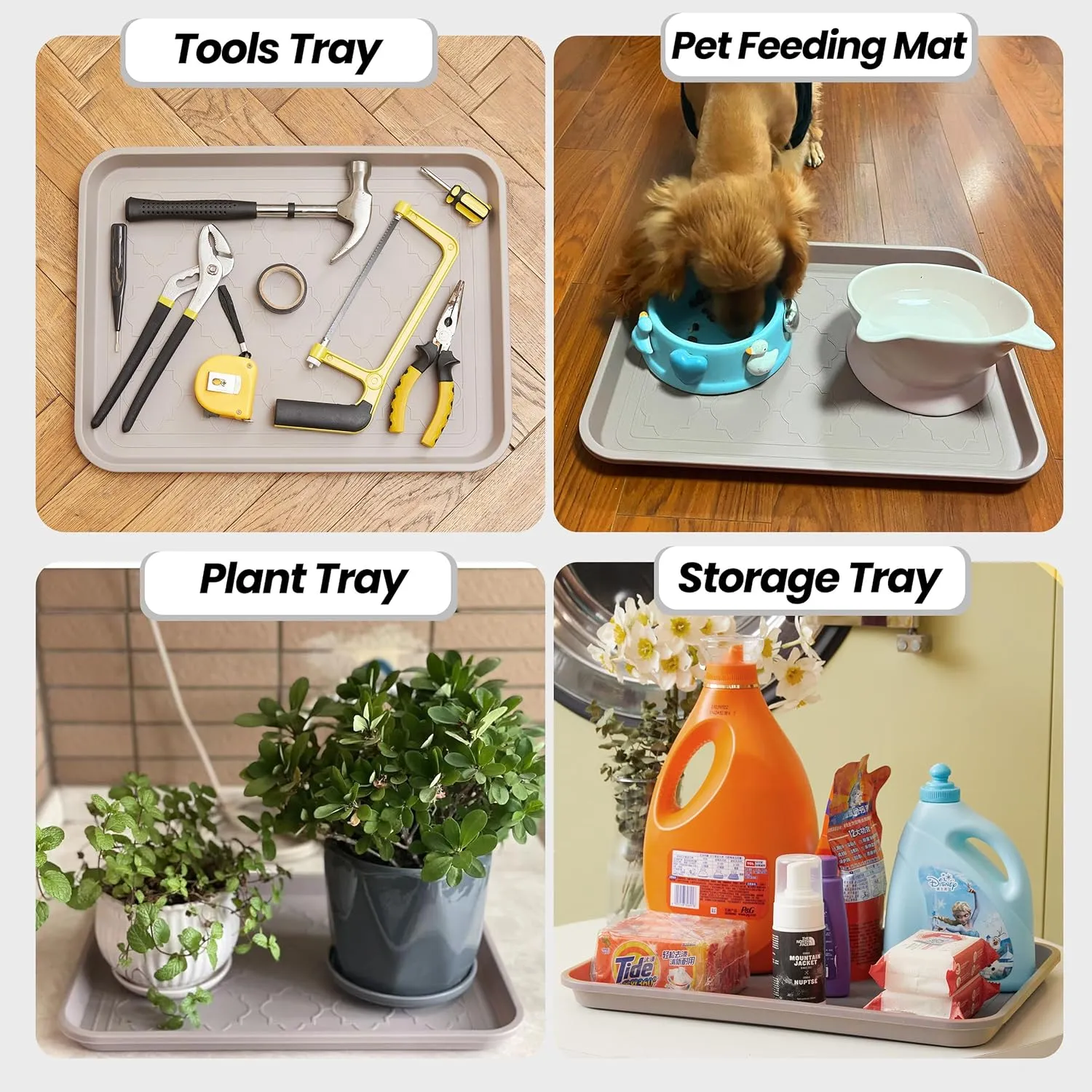 Boot Tray for Entryway Indoor, Heavy Duty Shoe Mat Tray 2 Packs, 16.7"x12.8" Waterproof Muddy Mat with Raised Edge, Outdoor Multi-Purpose for Boots, Shoes, Garden, Pets