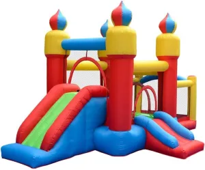 Bouncy Castle, Inflatable Bouncy Castle Children's Trampoline Inflatable Castle Air Bed Park Toy Naughty Castle Home Trampoline Slide for Courtyard Pl