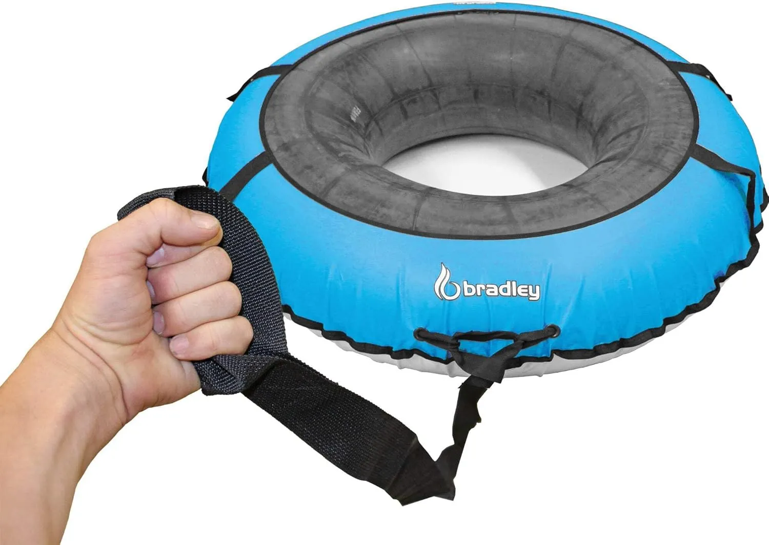 Bradley Colossal 60" Snow Tube with Slick, Heavy-Duty Bottom for Fast Sledding – Large Rubber Truck Tire Tube with Cover, 4 Handles, Patented Tow Strap and Made in USA