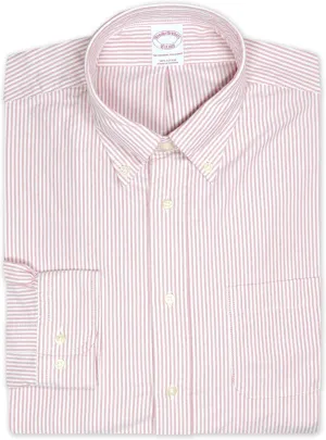 Brooks Brothers Mens Regular Fit Oxford Cotton Striped Casual Button Down Pocket Shirt,, 202179 Blue