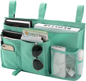 Bseash Bunk Bed Organizer, Bedside Caddy Hanging Bed Organizer Storage Bag 8 Pockets, for College Dorm Rooms Bed, Hospital Bed, Baby Bed Rails, 600D Oxford Cloth (Light Green)