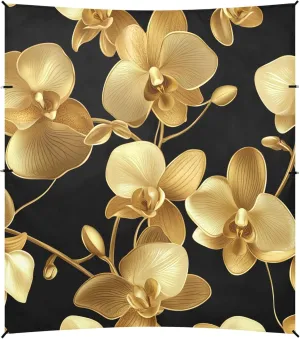 Burbuja Golden Orchid Flowers Beach Canopy Windproof Beach Tent Sun Shade with 4 Sandbags & Sand Shovel, Portable Sun Shelter for Family Camping Picnic