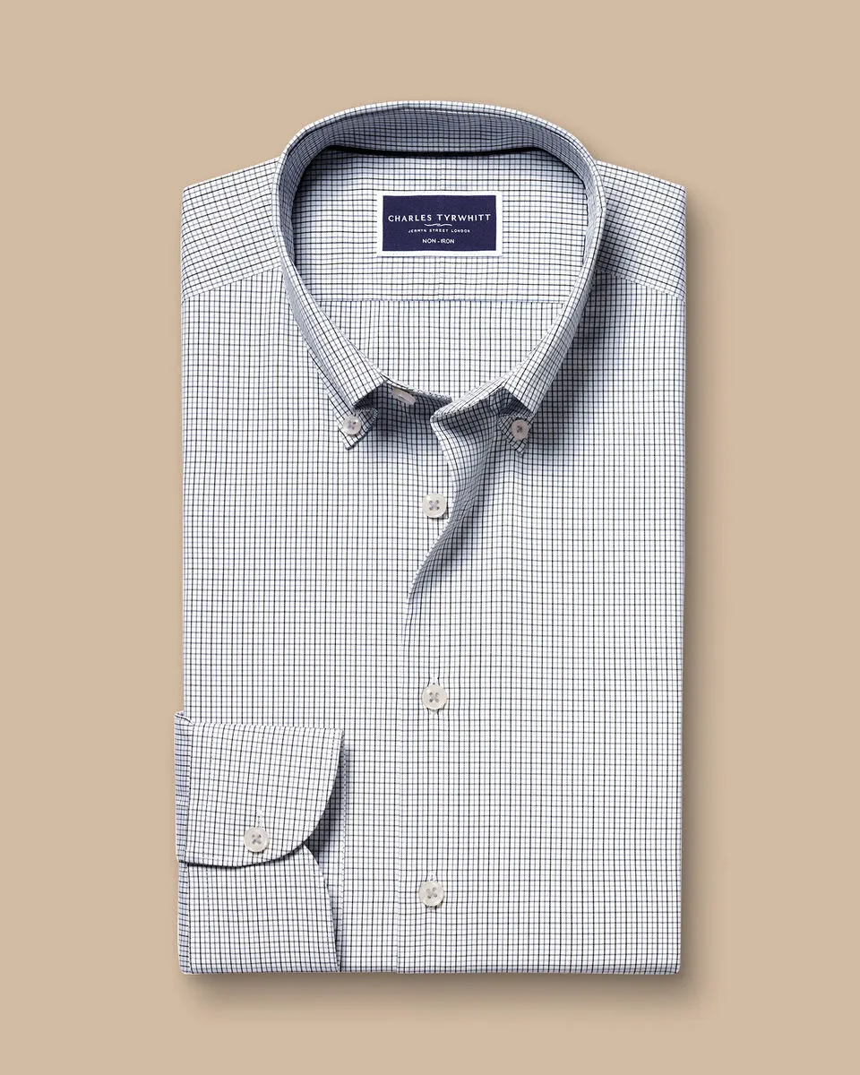 Button Down Non-Iron Oxford Check Classic Fit Black