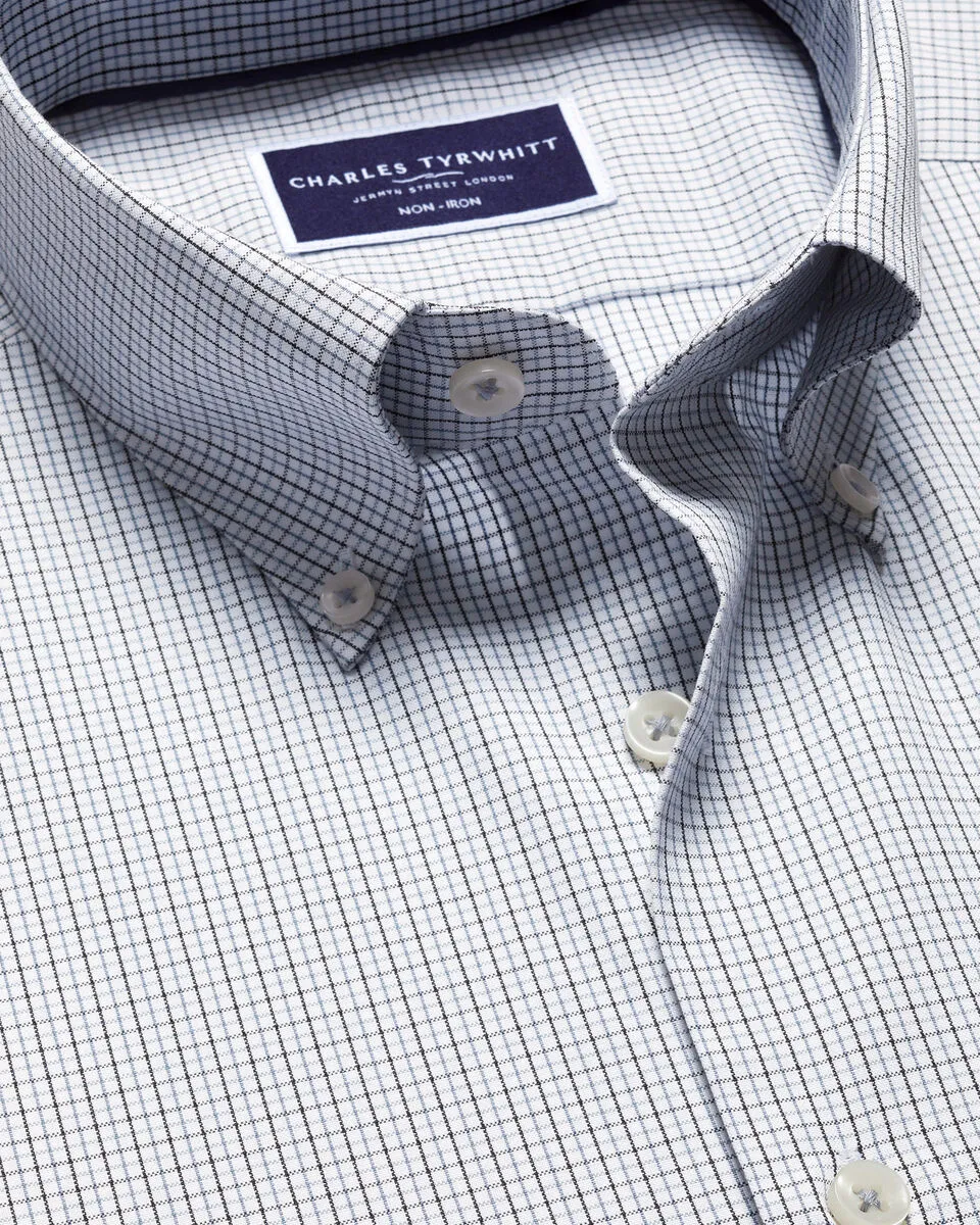 Button Down Non-Iron Oxford Check Classic Fit Black