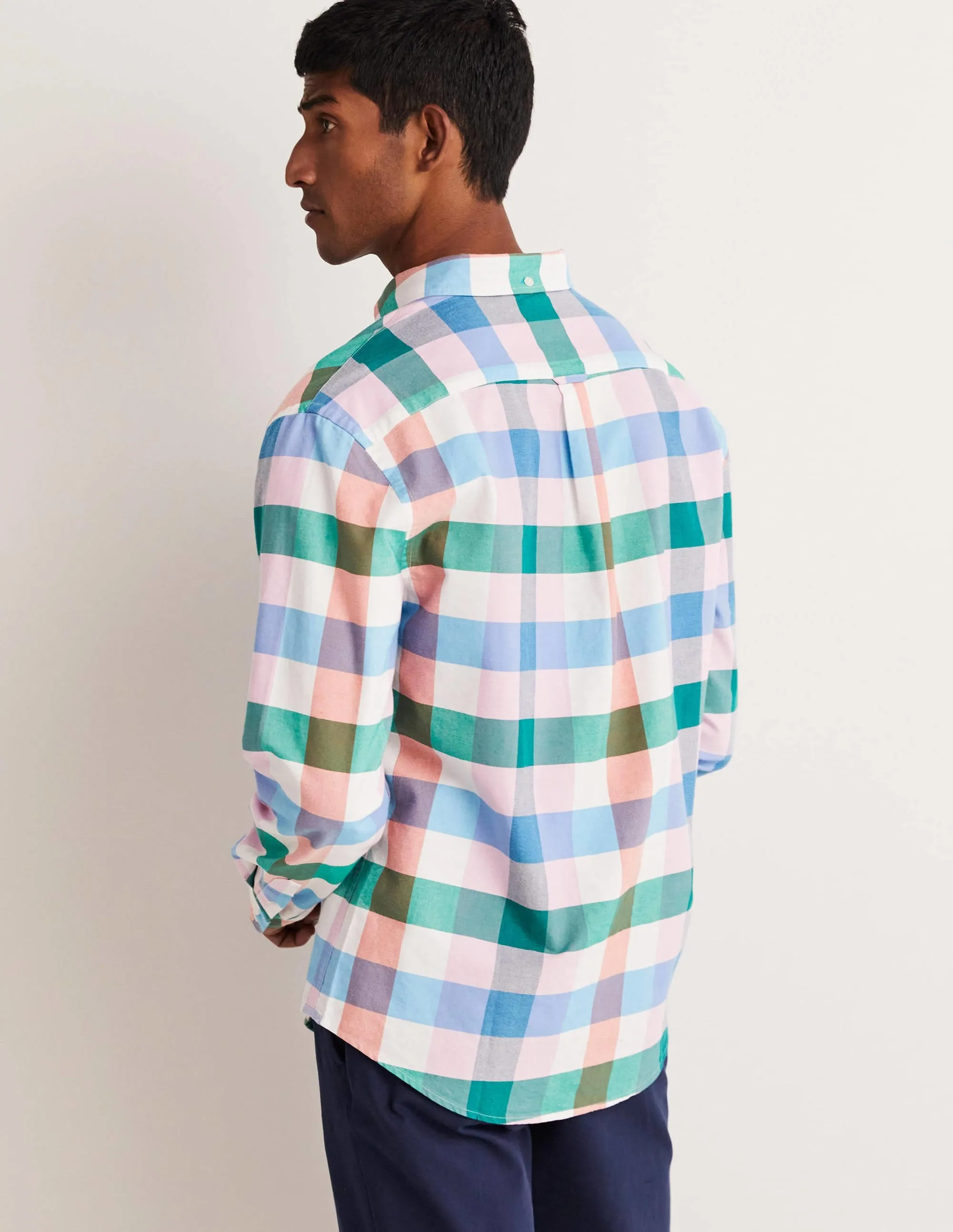 Button Down Oxford Shirt-Bonbon Periwinkle Check