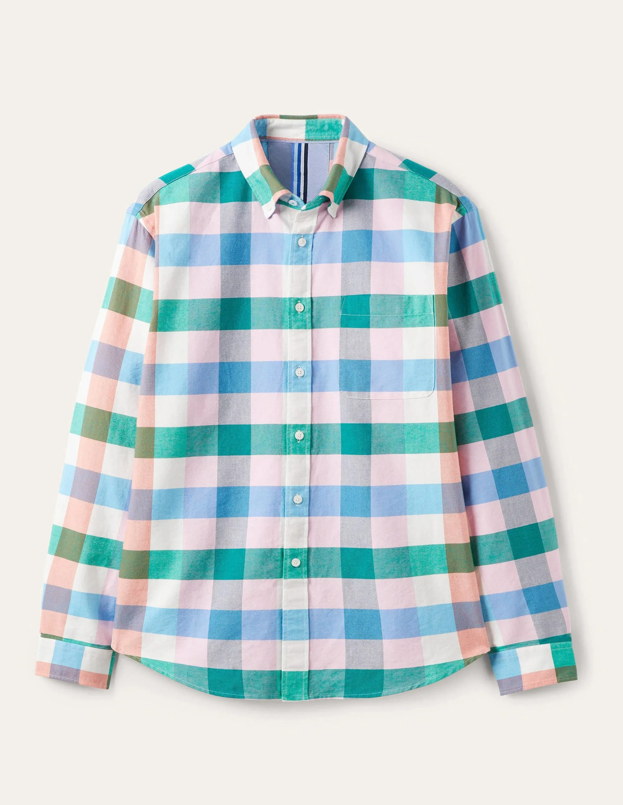 Button Down Oxford Shirt-Bonbon Periwinkle Check