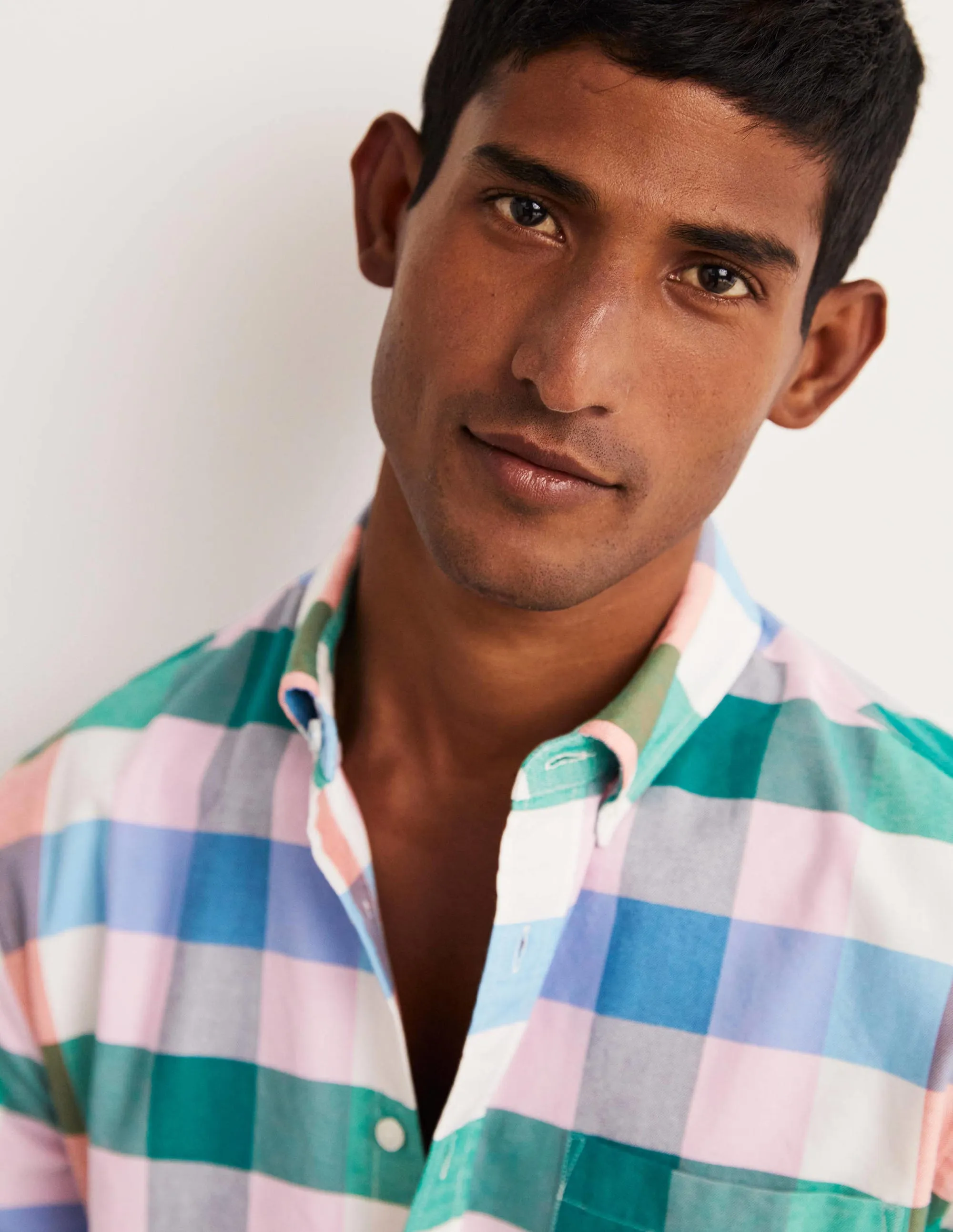 Button Down Oxford Shirt-Bonbon Periwinkle Check