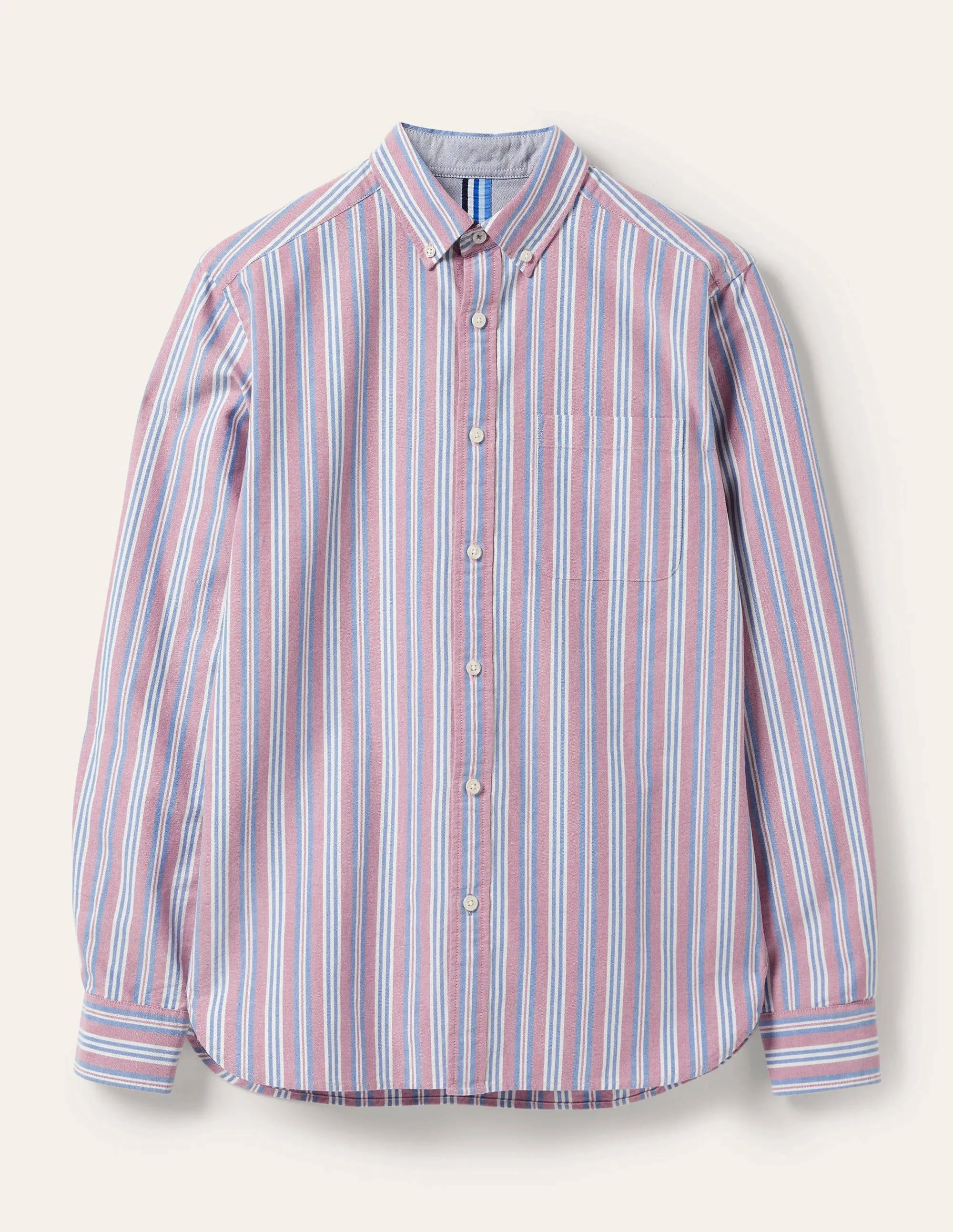 Button Down Oxford Shirt-Dusky Red/ Lapis Blue