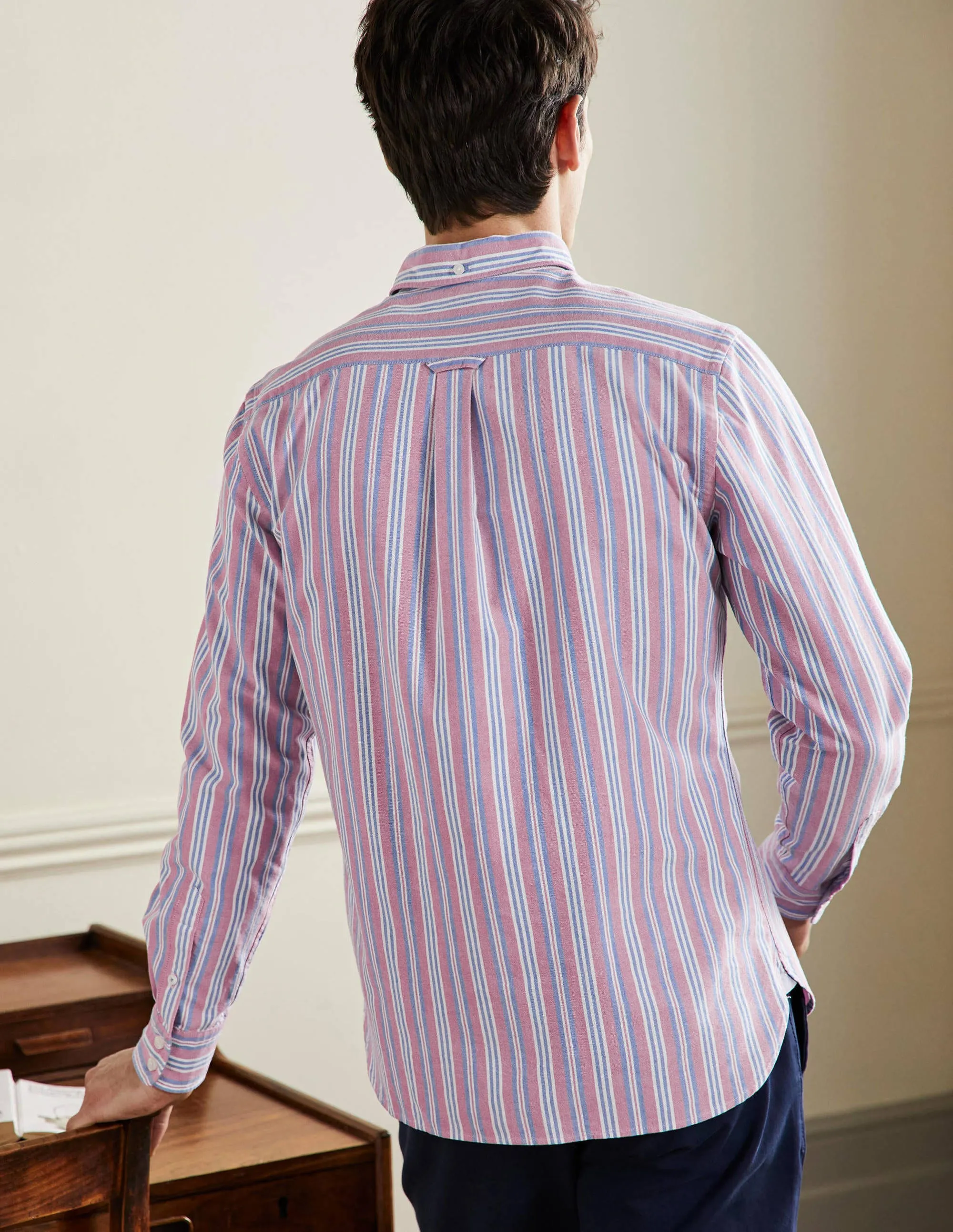 Button Down Oxford Shirt-Dusky Red/ Lapis Blue