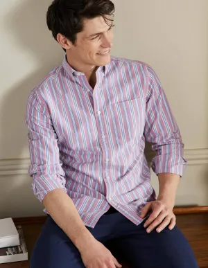 Button Down Oxford Shirt-Dusky Red/ Lapis Blue