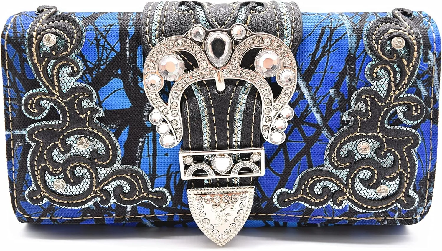 Camouflage Buckle Western Style Country Purse Single Shoulder Bags Clutch Women Blocking Wristlet Wallet