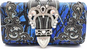 Camouflage Buckle Western Style Country Purse Single Shoulder Bags Clutch Women Blocking Wristlet Wallet