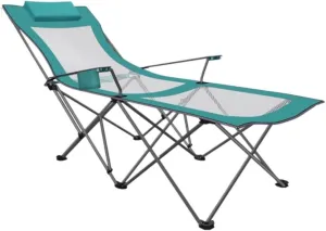 Camping Chairs Portable Camping Chair with Footrest Mesh Backrest Folding Reclining Lunch Break Bed Sitting Lying Dual-Purpose Beach Seat Portable Folding Chair (Color : B)