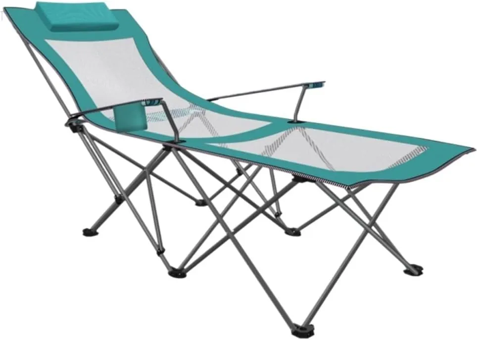 Camping Chairs Portable Camping Chair with Footrest Mesh Backrest Folding Reclining Lunch Break Bed Sitting Lying Dual-Purpose Beach Seat Portable Folding Chair (Color : B)