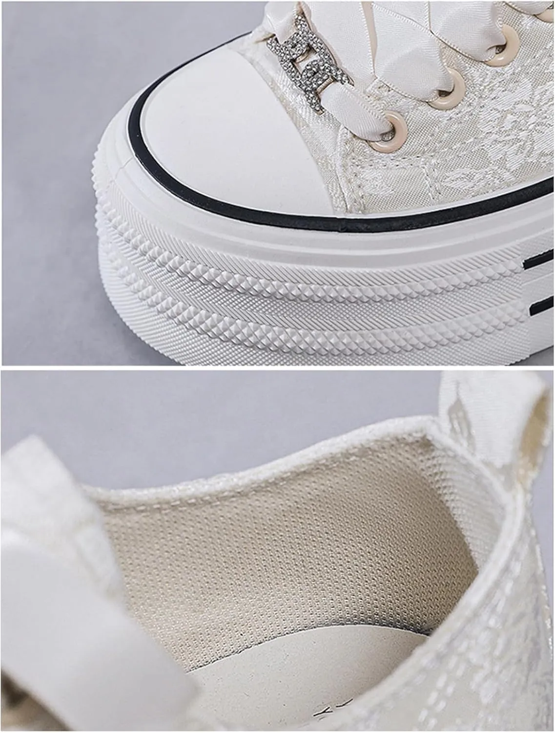 Canvas Platform Sneakers for Women Girls Embroidered Floral Walking Sneakers Low Top Casual Shoes