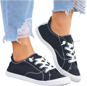 Casual Canvas Shoes Sneakers for Women, Lace up Canvas Sneakers,Lace Up Fashion Comfortable Walking Shoes,Slip On Non Slip Shoes Lace Up Canvas Low Top Shoes