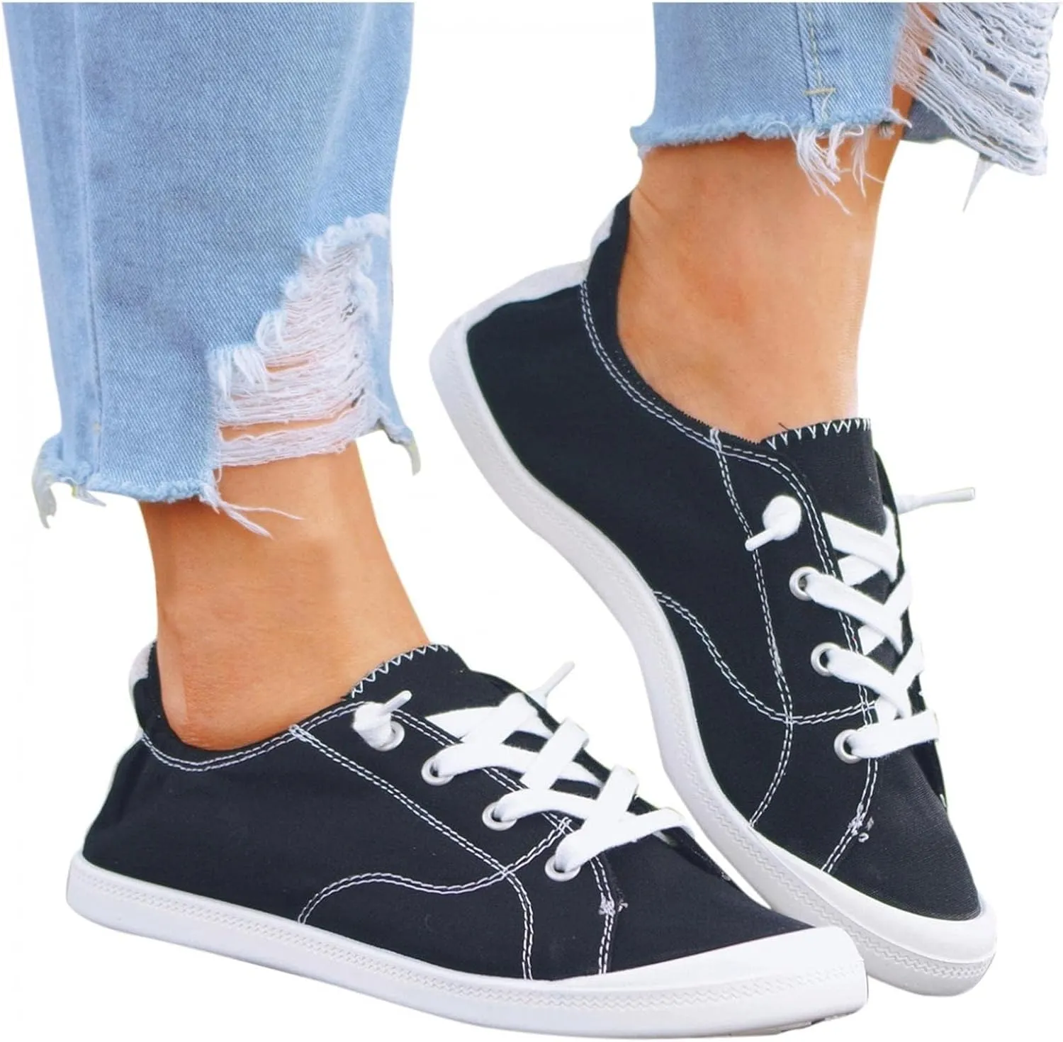 Casual Canvas Shoes Sneakers for Women, Lace up Canvas Sneakers,Lace Up Fashion Comfortable Walking Shoes,Slip On Non Slip Shoes Lace Up Canvas Low Top Shoes