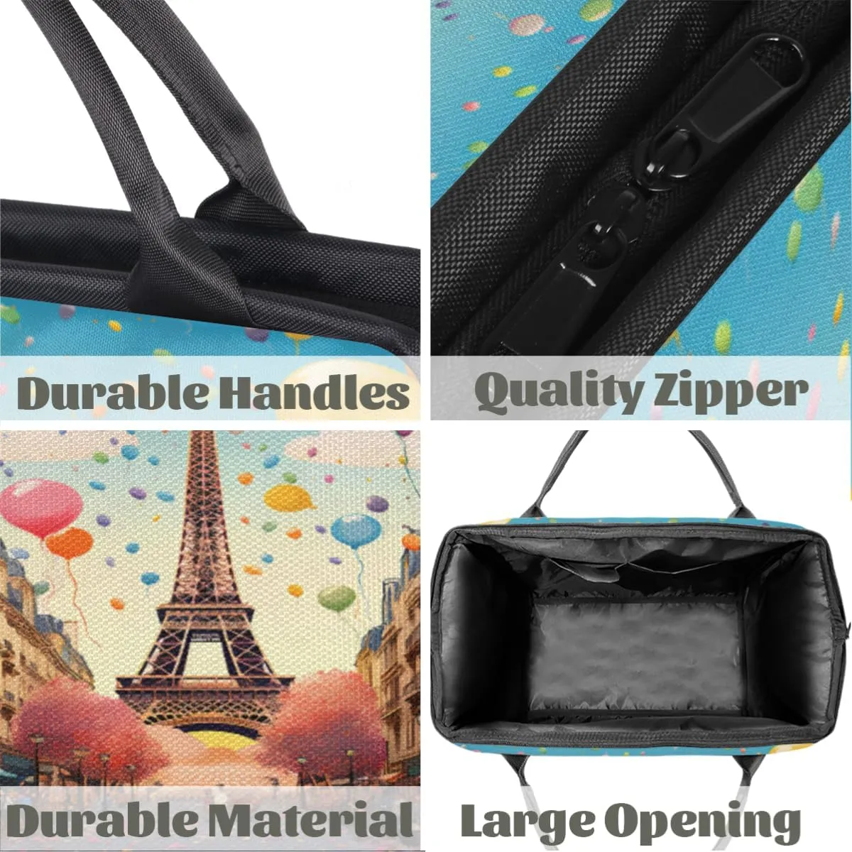 cfpolar Paris Stree Eiffel Tower Balloon Travel Duffel Bag, Waterproof Duffel Bag Weekender Overnight Carry On Bag Lightweight Sport Gym Bag for Men Women