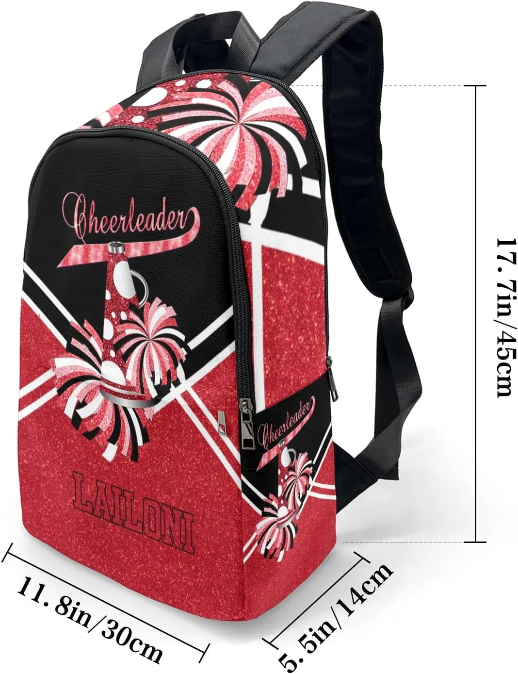 Cheerleader Red Personalized Backpack for Teen Custom Travel Backpack for Boys Girs Bookbag Casual Bag Name Gift, Design 13, EU5566SS