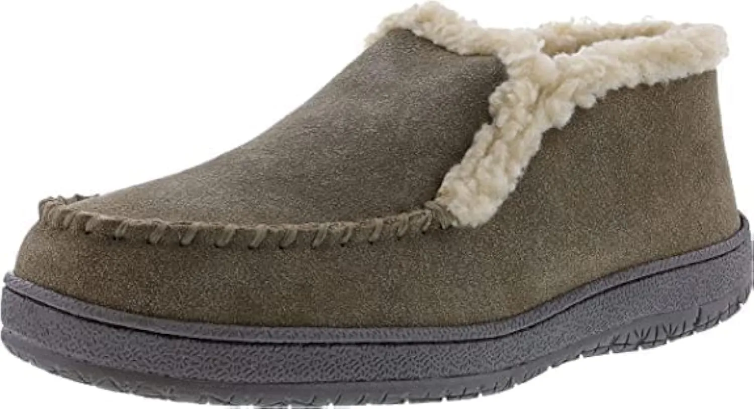 Clarks Men's Suede Leather Sherpa Lined Ankle Bootie Slippers Indoor/Outdoor Slip-Ons - Comfy & Durable Boots with Plush Lining Padded Insole Gripp Rubber Outsoles (Sage Venetian Boot 11) (JMH1952)
