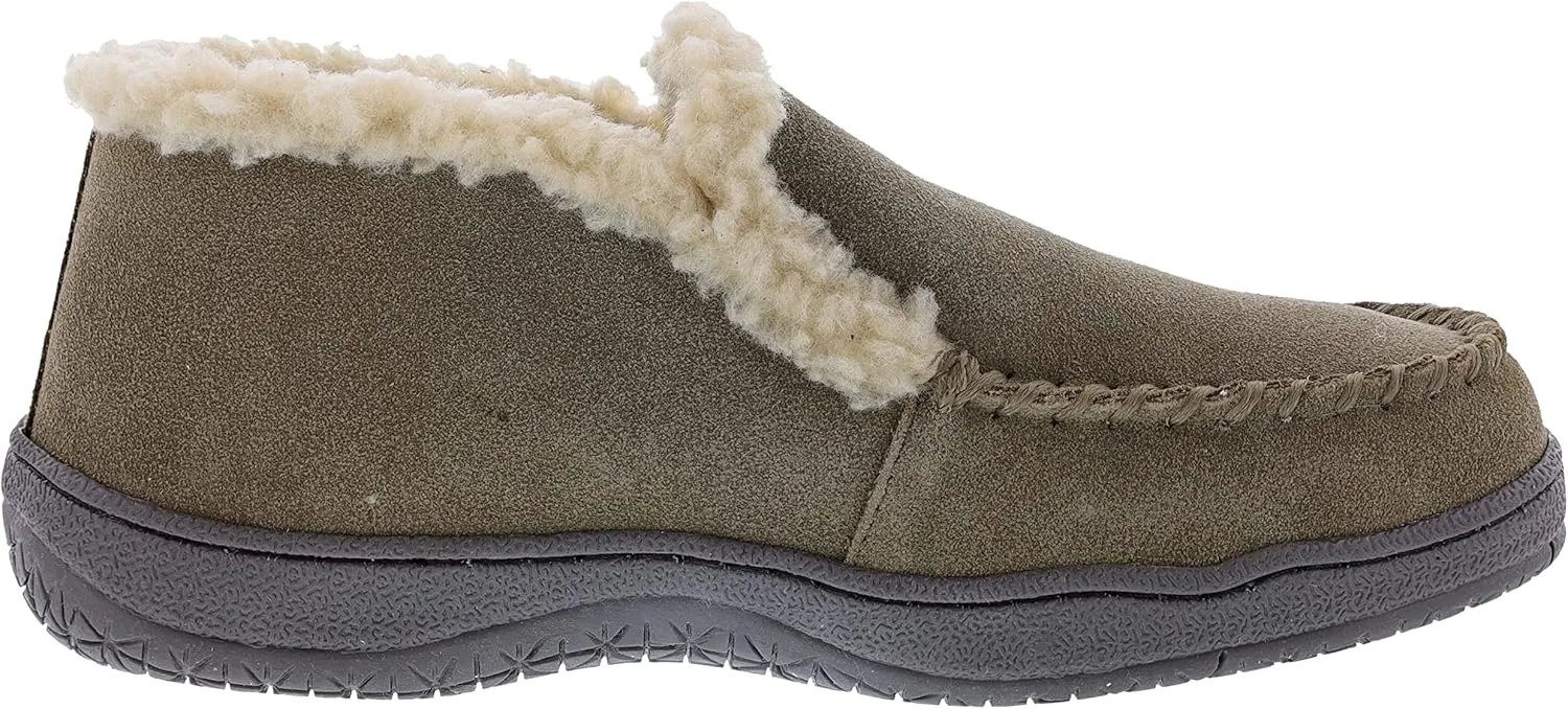 Clarks Men's Suede Leather Sherpa Lined Ankle Bootie Slippers, JMH1952 - Indoor/Outdoor Slip-Ons - Comfy & Durable Ankle Boots with Plush Lining Padded Insole & Gripped Rubber Outsoles