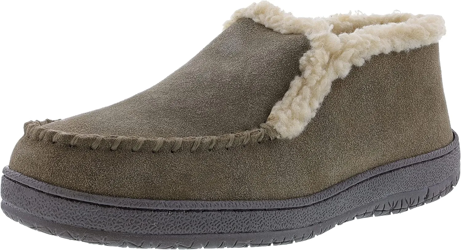 Clarks Men's Suede Leather Sherpa Lined Ankle Bootie Slippers, JMH1952 - Indoor/Outdoor Slip-Ons - Comfy & Durable Ankle Boots with Plush Lining Padded Insole & Gripped Rubber Outsoles